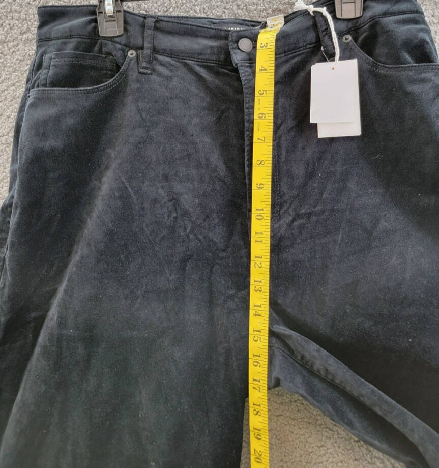 Good American Velvet Good Skate Wide Leg Jeans Women's 16 Black Button Zipped