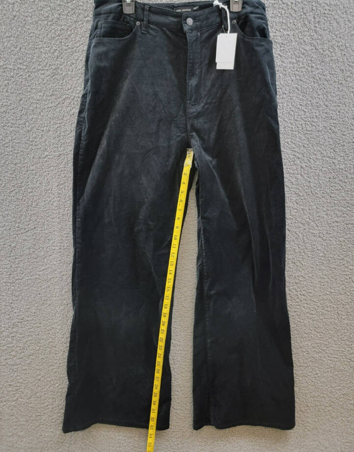 Good American Velvet Good Skate Wide Leg Jeans Women's 16 Black Button Zipped