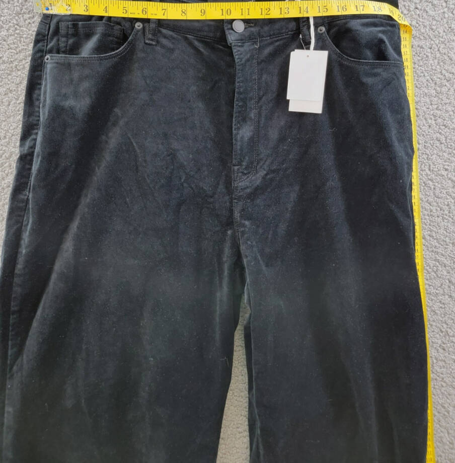 Good American Velvet Good Skate Wide Leg Jeans Women's 16 Black Button Zipped