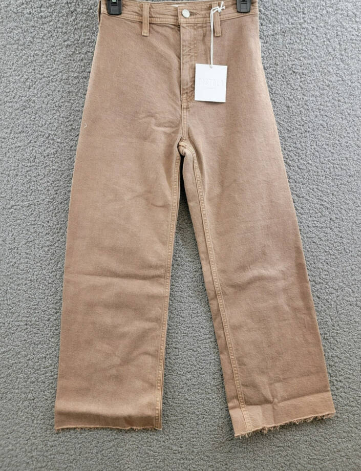Pistola Penny High Rise Wide Leg Crop Jeans Women's 24 Cashew Button Zip Closure