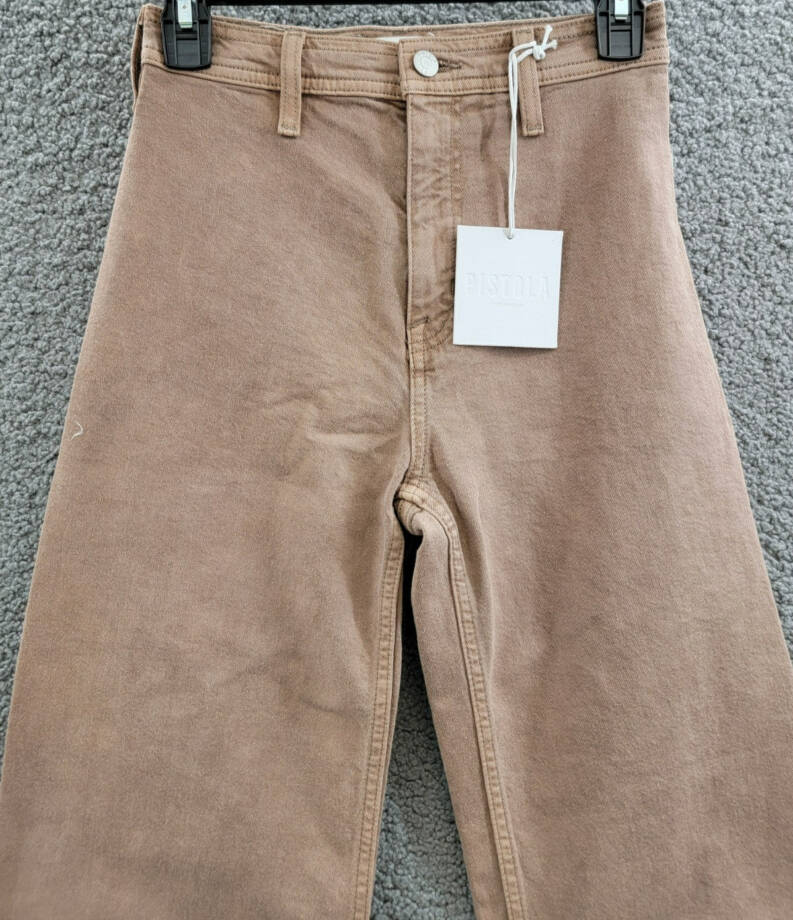 Pistola Penny High Rise Wide Leg Crop Jeans Women's 24 Cashew Button Zip Closure