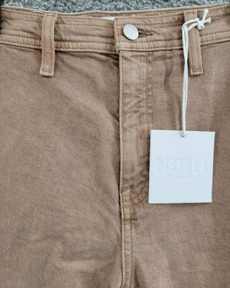 Pistola Penny High Rise Wide Leg Crop Jeans Women's 24 Cashew Button Zip Closure