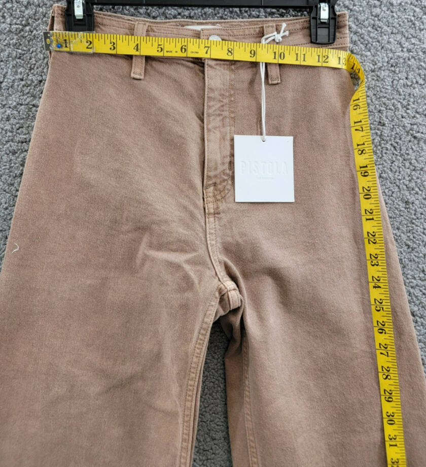 Pistola Penny High Rise Wide Leg Crop Jeans Women's 24 Cashew Button Zip Closure