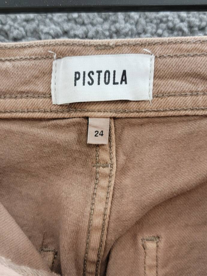 Pistola Penny High Rise Wide Leg Crop Jeans Women's 24 Cashew Button Zip Closure