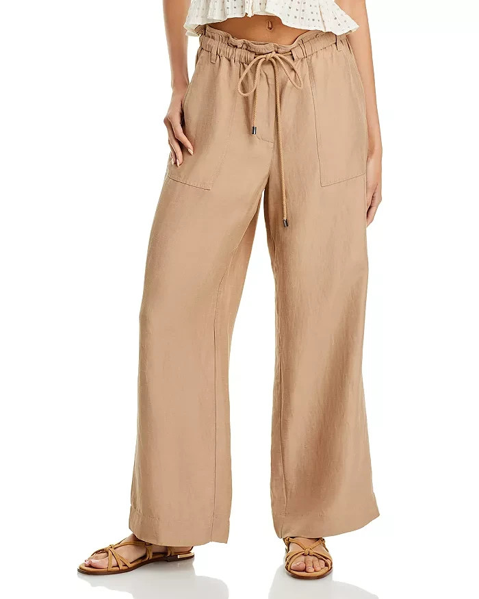 Rails Ryan Drawstring Pants Women's XS Safari Brown Linen Blend Pockets Pull On