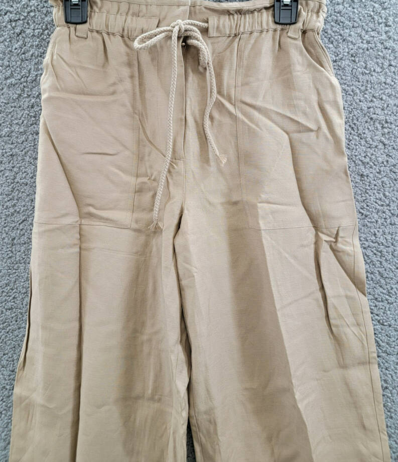 Rails Ryan Drawstring Pants Women's XS Safari Brown Linen Blend Pockets Pull On