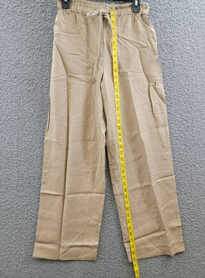 Rails Ryan Drawstring Pants Women's XS Safari Brown Linen Blend Pockets Pull On