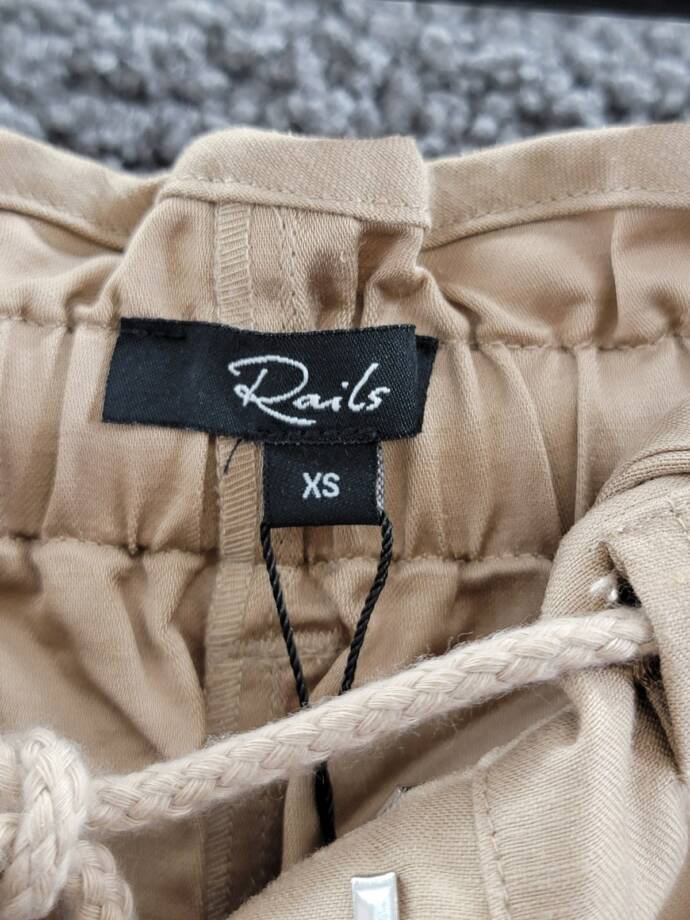 Rails Ryan Drawstring Pants Women's XS Safari Brown Linen Blend Pockets Pull On