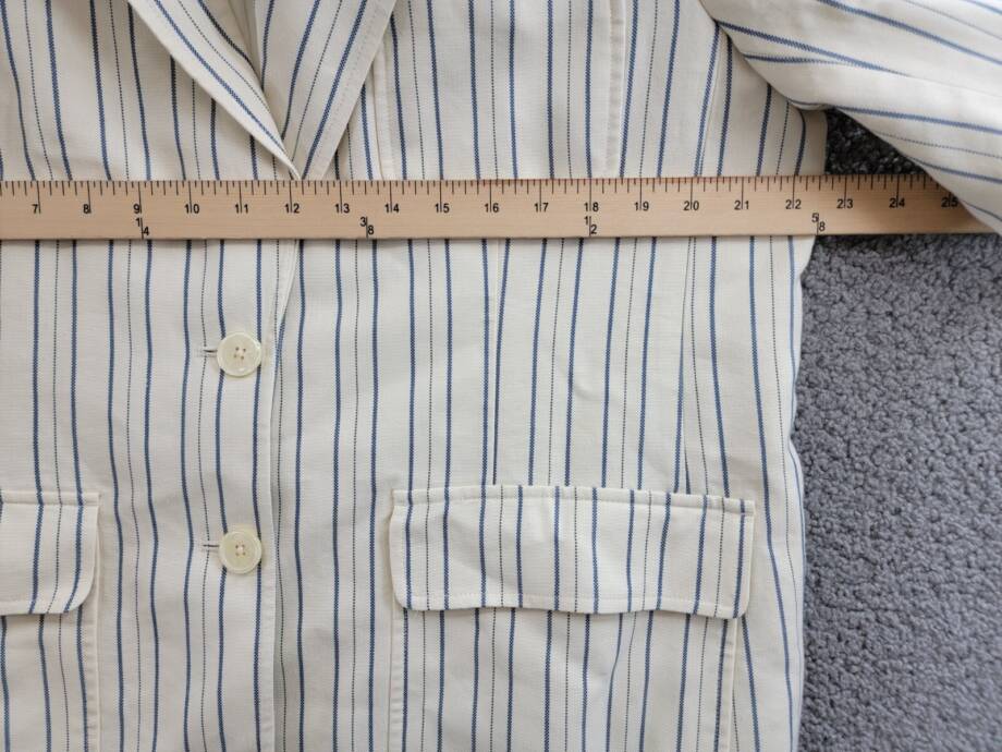 Lauren Ralph Lauren Striped Linen Blend Twill Blazer Women's 18 Cream/Blue L/S