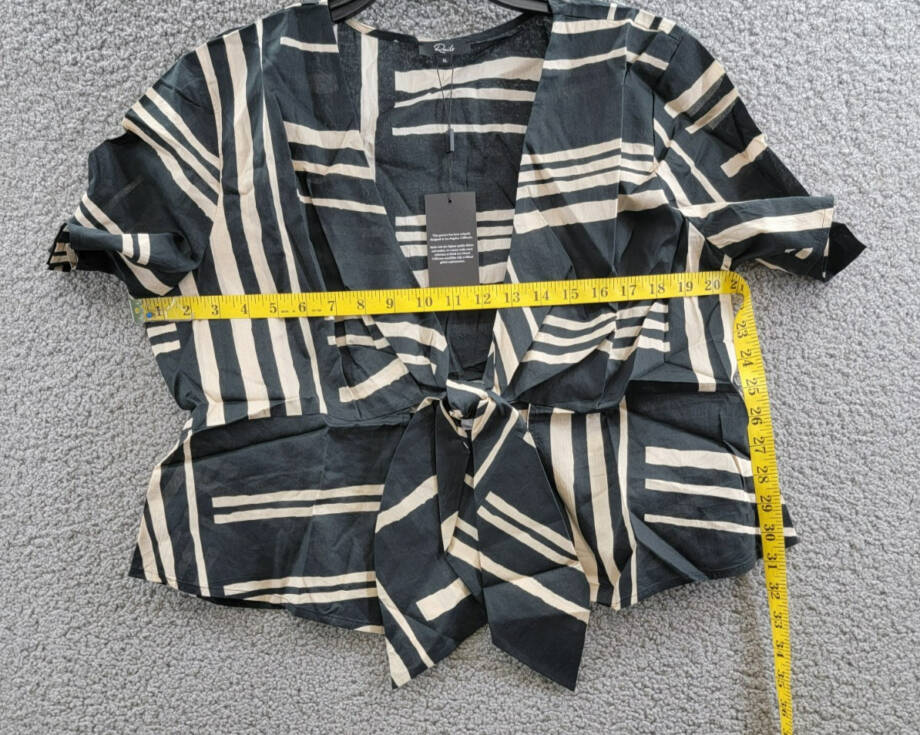 Rails Tia Top Women's XL Island Stripe V-Neck Short Sleeve Tie Front Closure