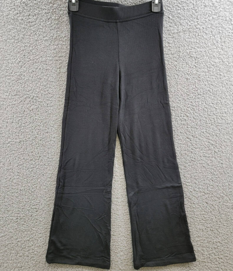 ATM Anthony Thomas Melillo Ribbed Cropped Flare Pants Women's XS Black Pull On