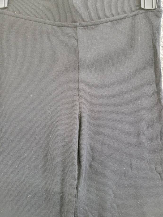 ATM Anthony Thomas Melillo Ribbed Cropped Flare Pants Women's XS Black Pull On