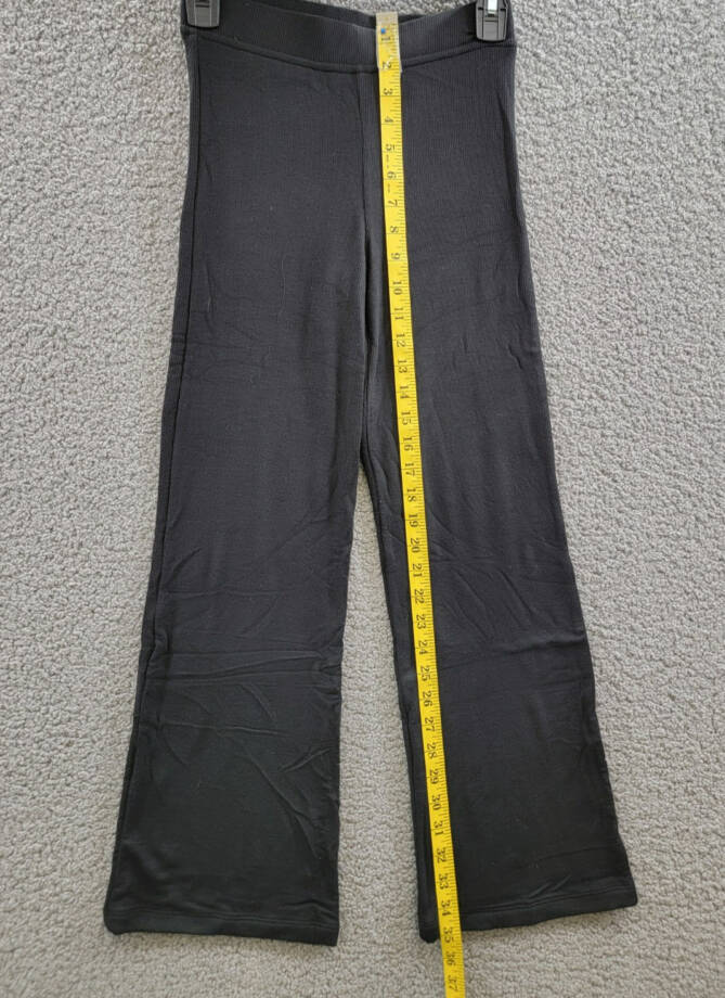 ATM Anthony Thomas Melillo Ribbed Cropped Flare Pants Women's XS Black Pull On