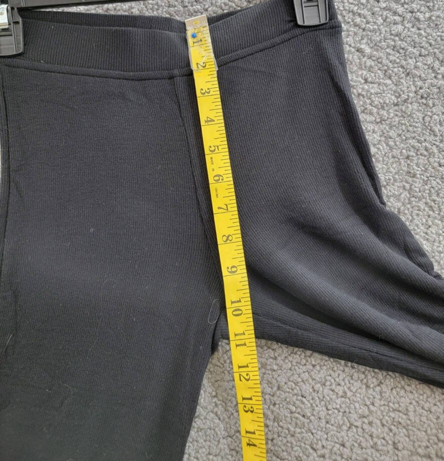 ATM Anthony Thomas Melillo Ribbed Cropped Flare Pants Women's XS Black Pull On