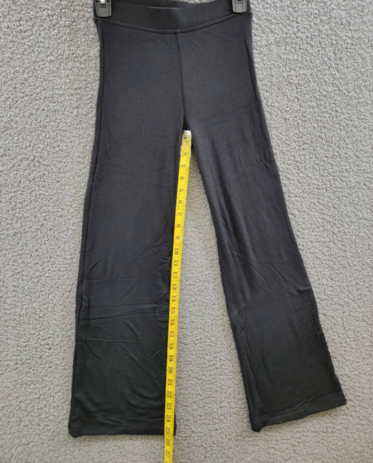 ATM Anthony Thomas Melillo Ribbed Cropped Flare Pants Women's XS Black Pull On