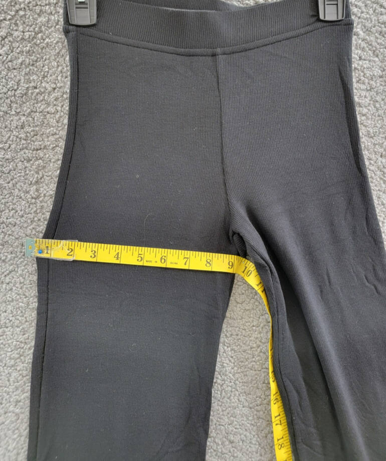 ATM Anthony Thomas Melillo Ribbed Cropped Flare Pants Women's XS Black Pull On