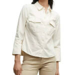 Veronica Beard Tivi Shirt Women's XS Ecru Collared Long Sleeve Button Closure