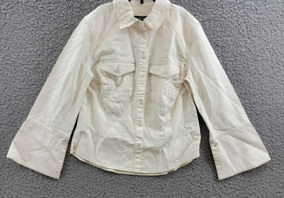 Veronica Beard Tivi Shirt Women's XS Ecru Collared Long Sleeve Button Closure