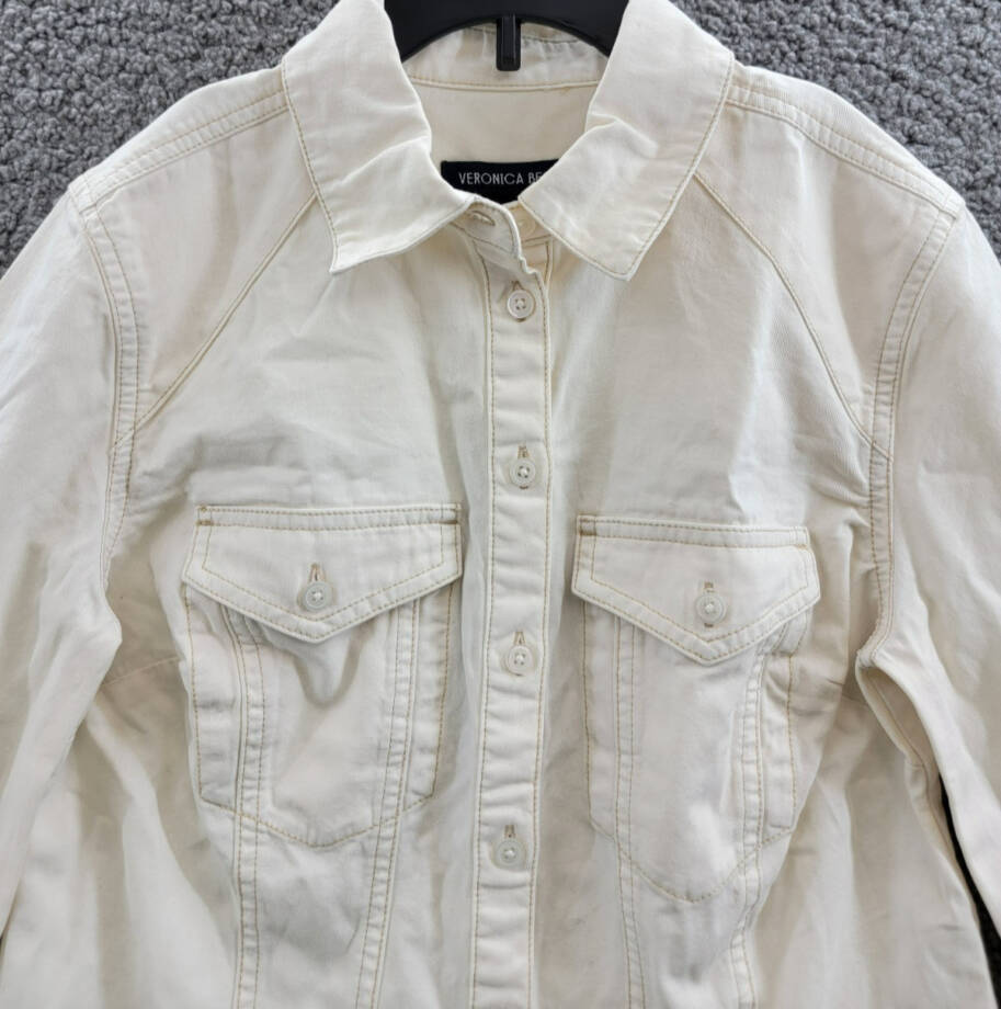 Veronica Beard Tivi Shirt Women's XS Ecru Collared Long Sleeve Button Closure