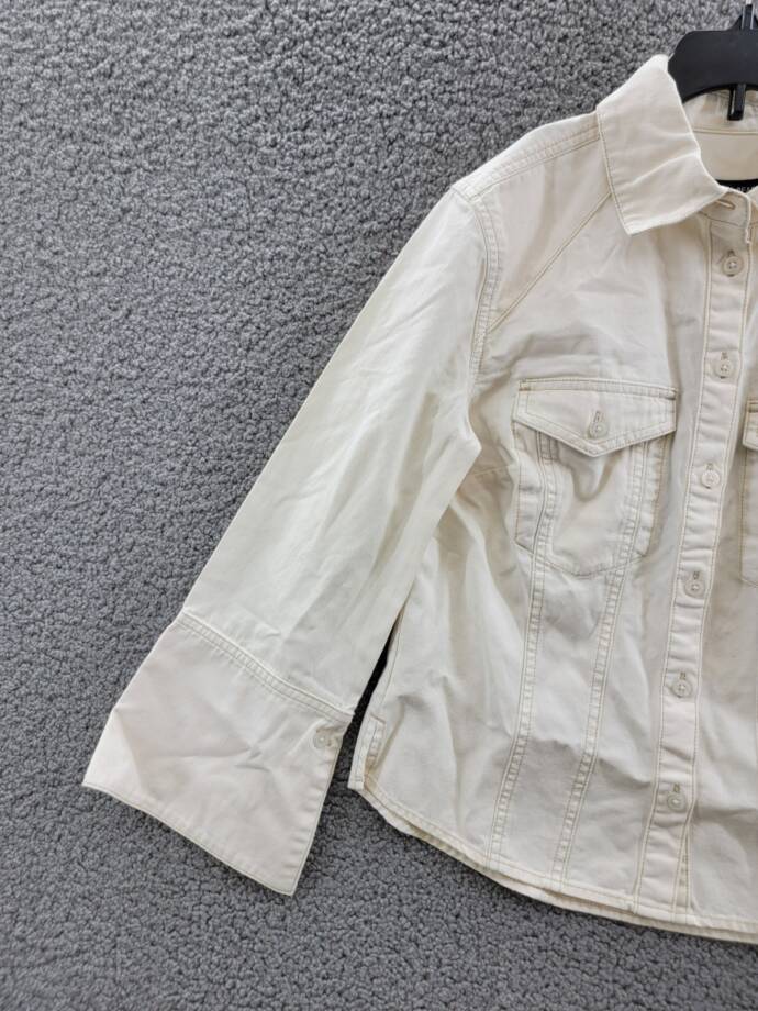 Veronica Beard Tivi Shirt Women's XS Ecru Collared Long Sleeve Button Closure