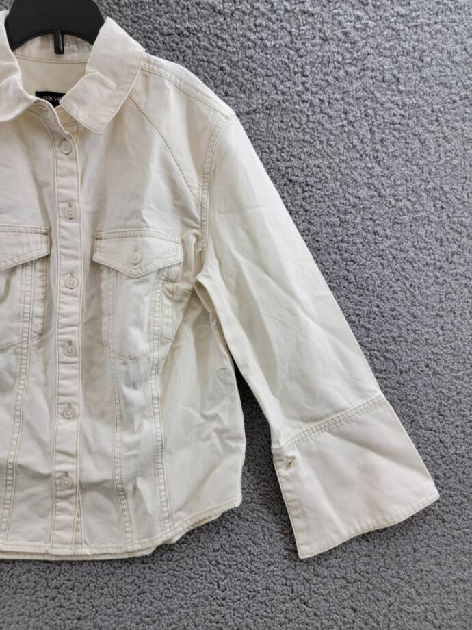 Veronica Beard Tivi Shirt Women's XS Ecru Collared Long Sleeve Button Closure