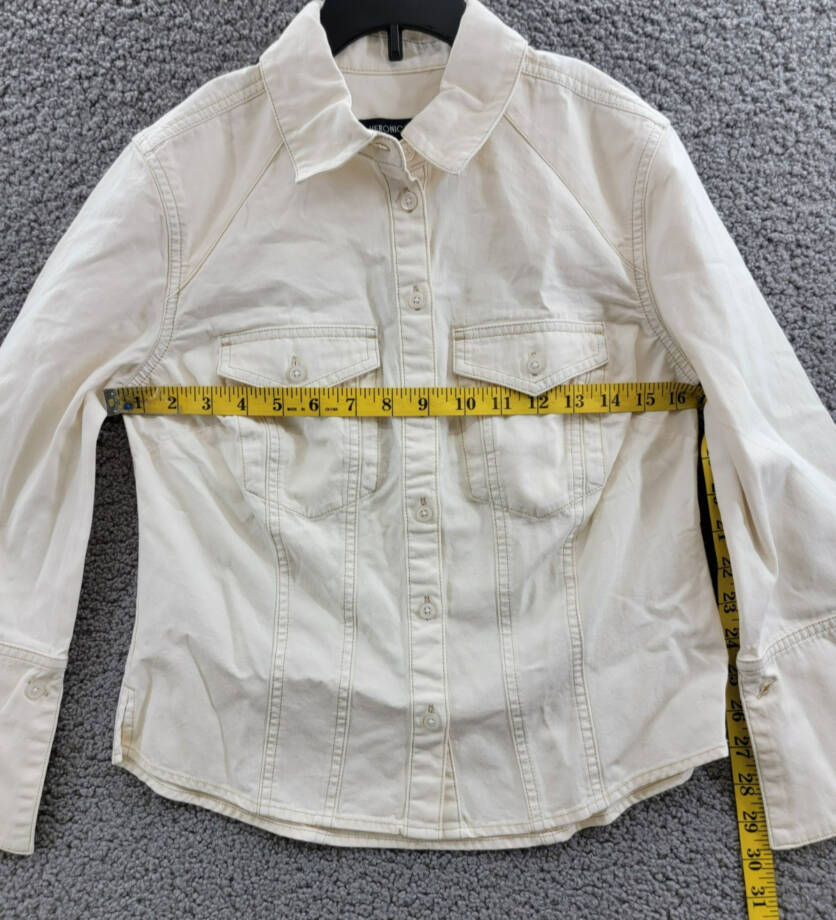 Veronica Beard Tivi Shirt Women's XS Ecru Collared Long Sleeve Button Closure