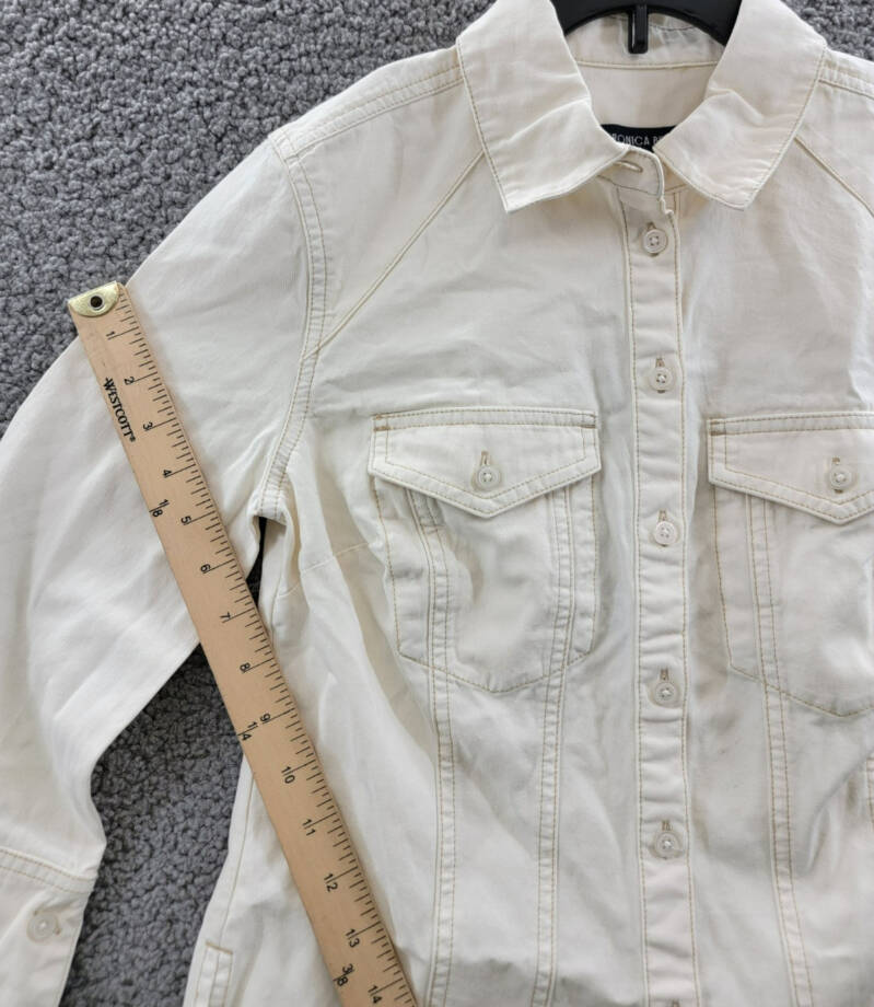Veronica Beard Tivi Shirt Women's XS Ecru Collared Long Sleeve Button Closure