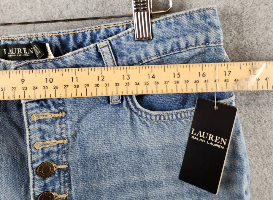 Lauren Ralph Lauren High Rise Flared Jeans Women's 10 Blue Wash Button Closure~