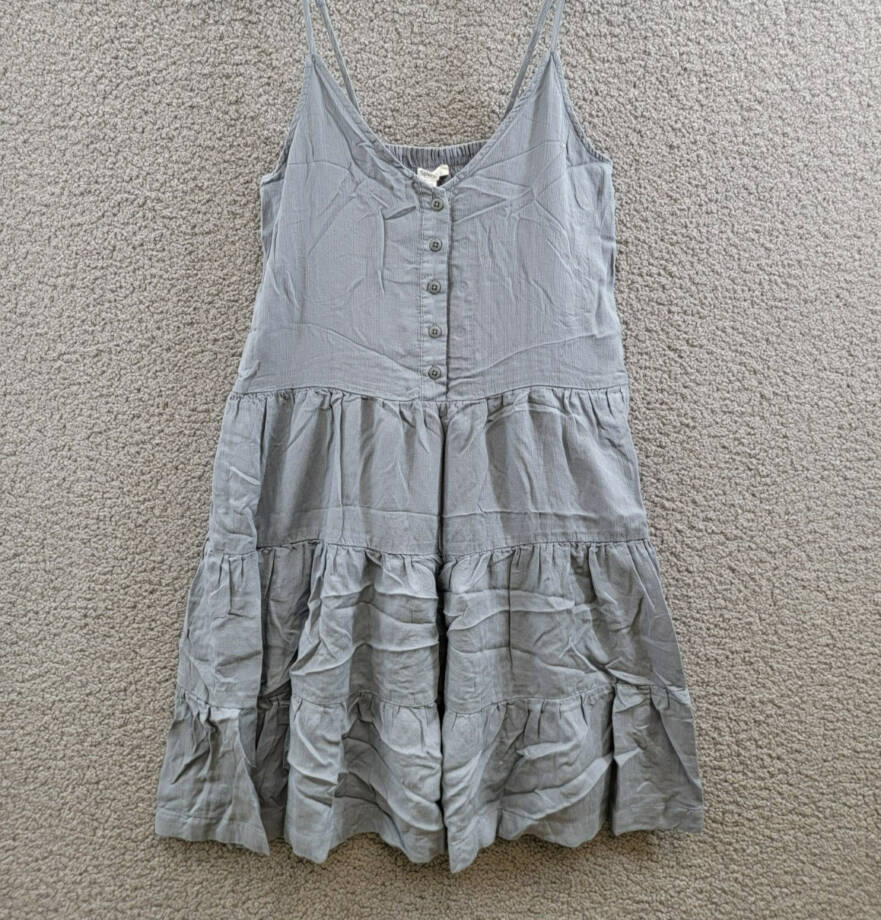 Splendid Shannon Tiered Mini Dress Women's XS Storm Linen Blend Button Front