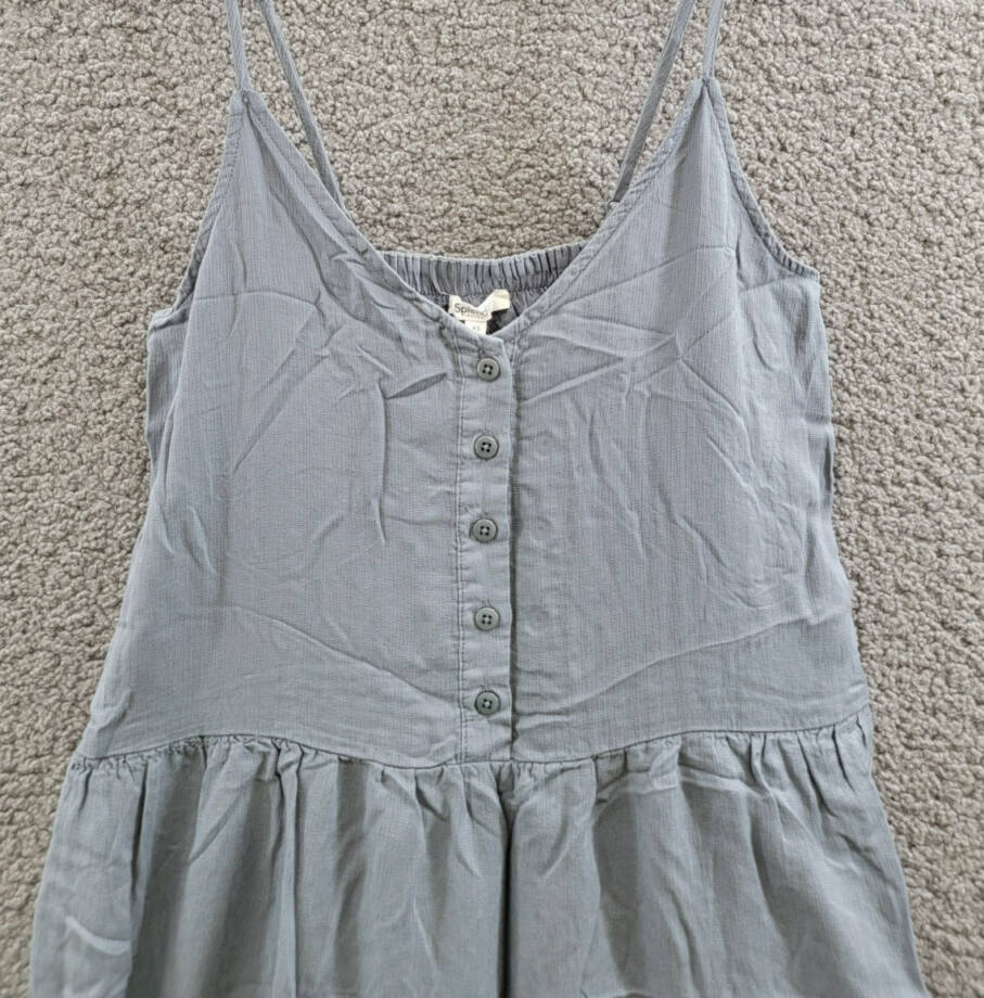 Splendid Shannon Tiered Mini Dress Women's XS Storm Linen Blend Button Front
