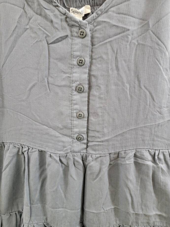 Splendid Shannon Tiered Mini Dress Women's XS Storm Linen Blend Button Front
