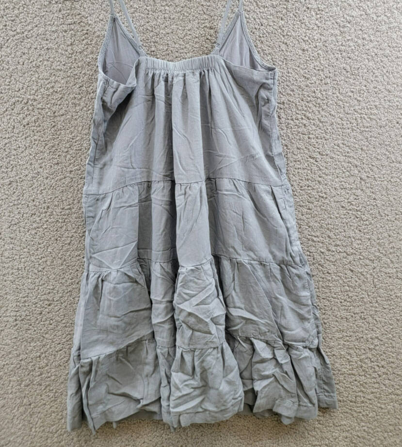 Splendid Shannon Tiered Mini Dress Women's XS Storm Linen Blend Button Front