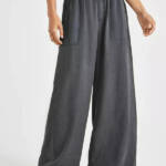 Splendid Angie Palazzo Pants Women's XS Lead Linen Blend Elastic Waist Pull On