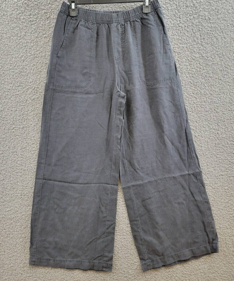 Splendid Angie Palazzo Pants Women's XS Lead Linen Blend Elastic Waist Pull On