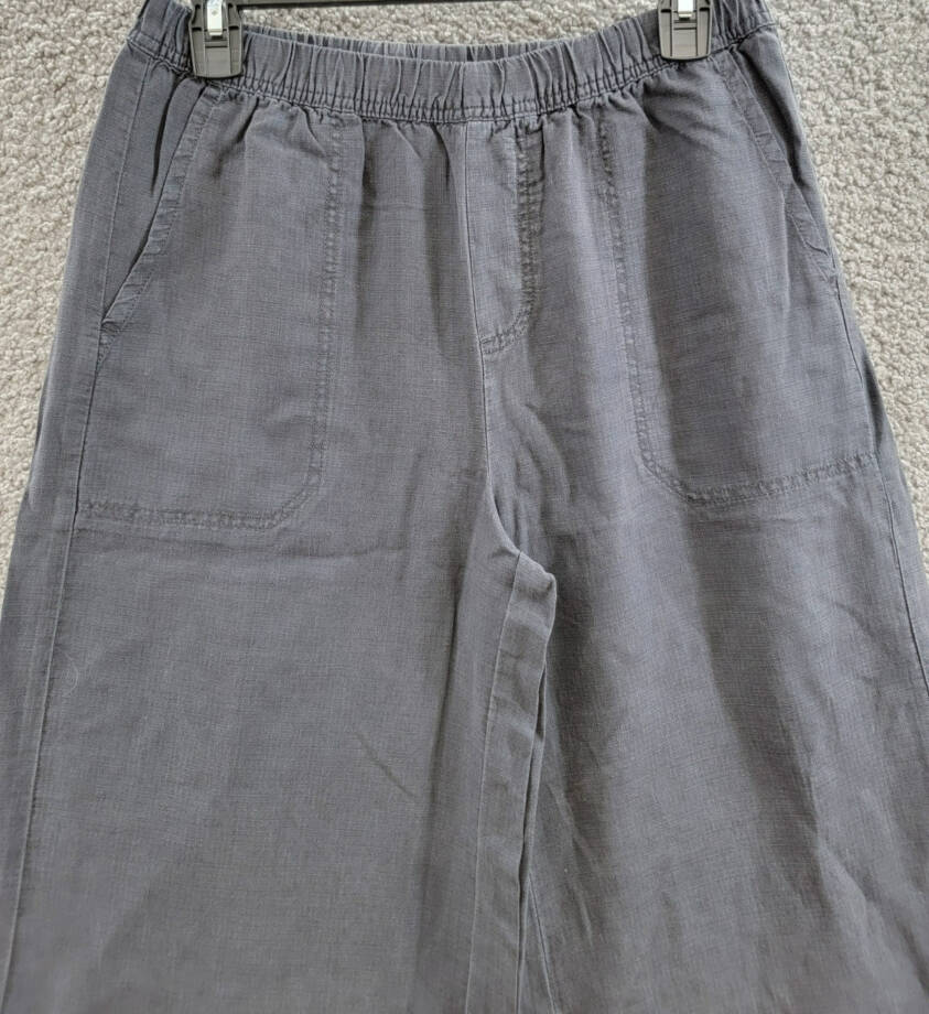 Splendid Angie Palazzo Pants Women's XS Lead Linen Blend Elastic Waist Pull On