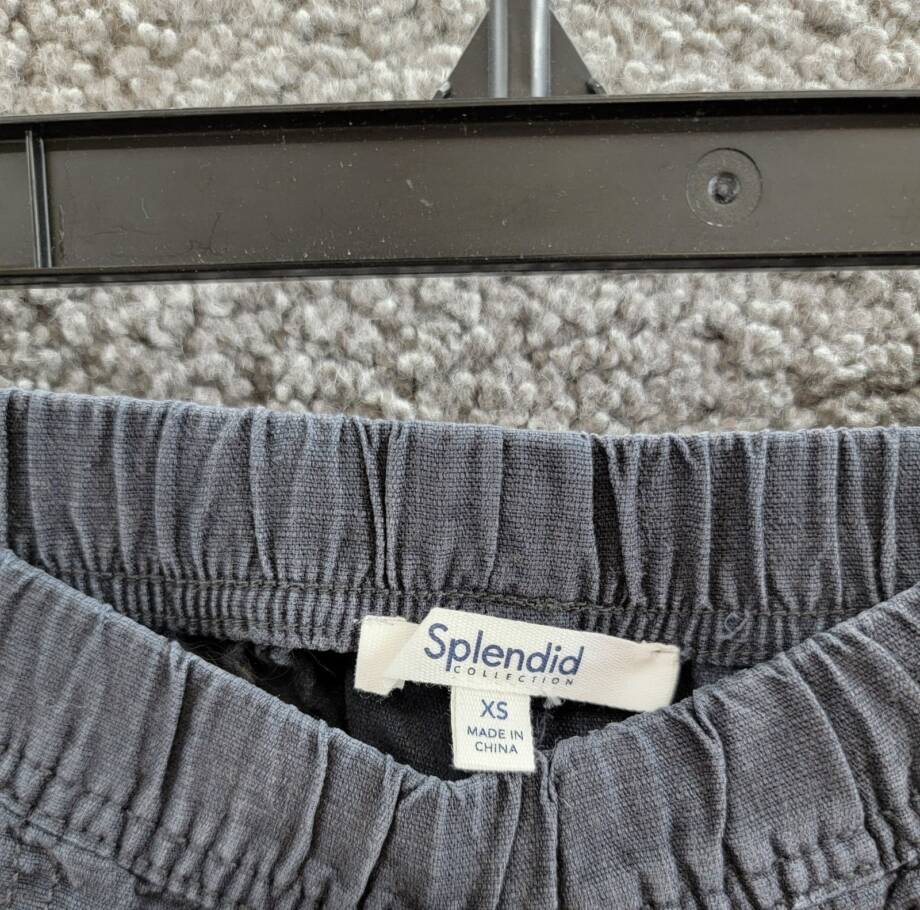 Splendid Angie Palazzo Pants Women's XS Lead Linen Blend Elastic Waist Pull On