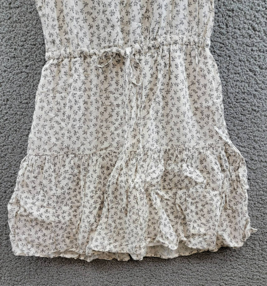 Rails Albany Printed Drawstring Waist Dress Women's XS White/Gray Linen Blend