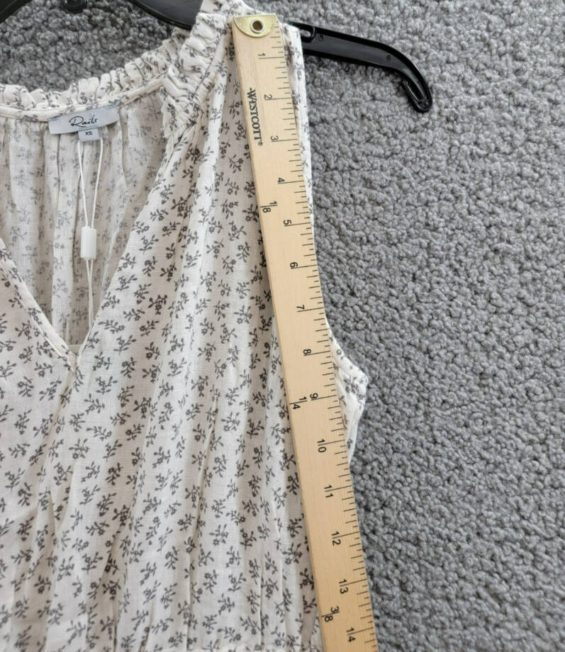Rails Albany Printed Drawstring Waist Dress Women's XS White/Gray Linen Blend
