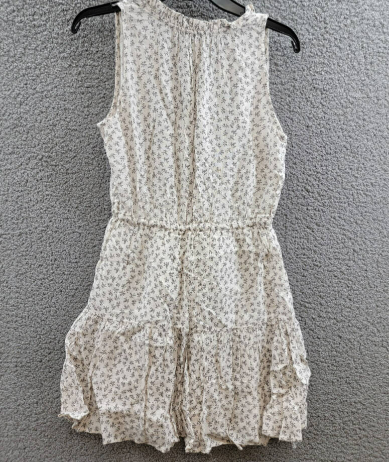 Rails Albany Printed Drawstring Waist Dress Women's XS White/Gray Linen Blend