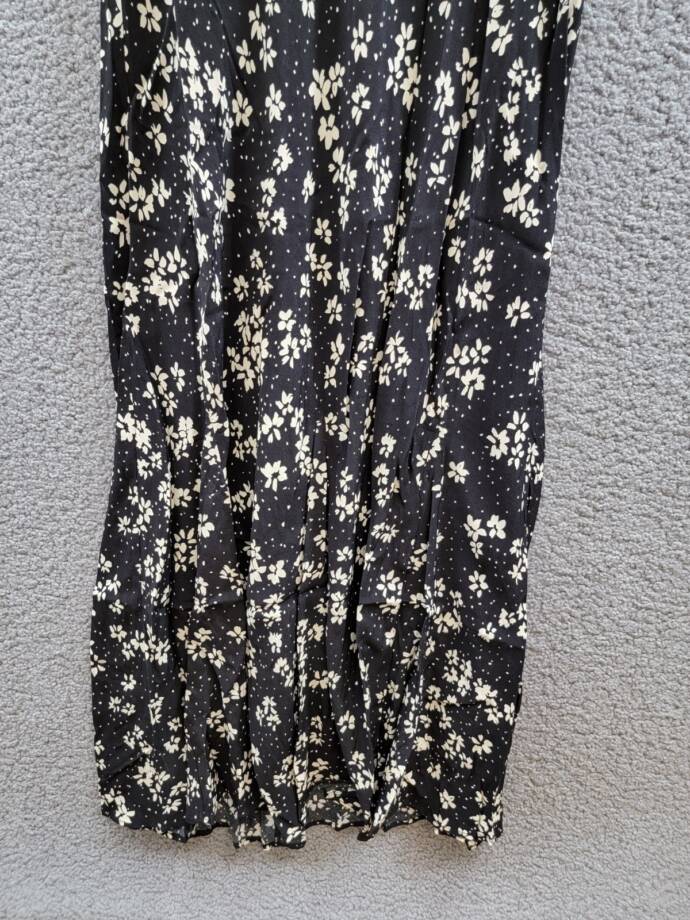 Rails Zariah Printed Midi Dress Women's M Black/White V-Neck Back Zip Closure