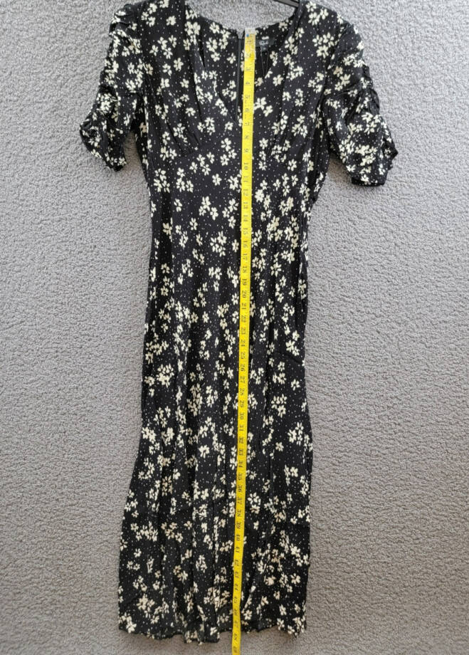 Rails Zariah Printed Midi Dress Women's M Black/White V-Neck Back Zip Closure