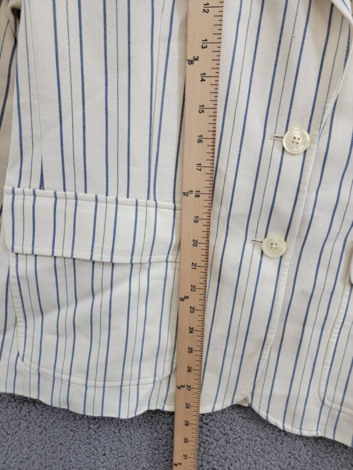 Lauren Ralph Lauren Striped Linen Blend Twill Blazer Women's 18 Cream/Blue L/S