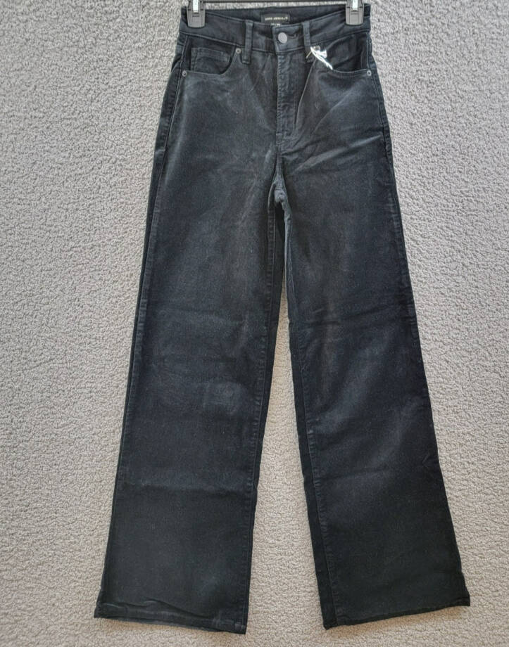 Good American Velvet Good Skate Wide Leg Jeans Women's 00/24 Black Button Zip