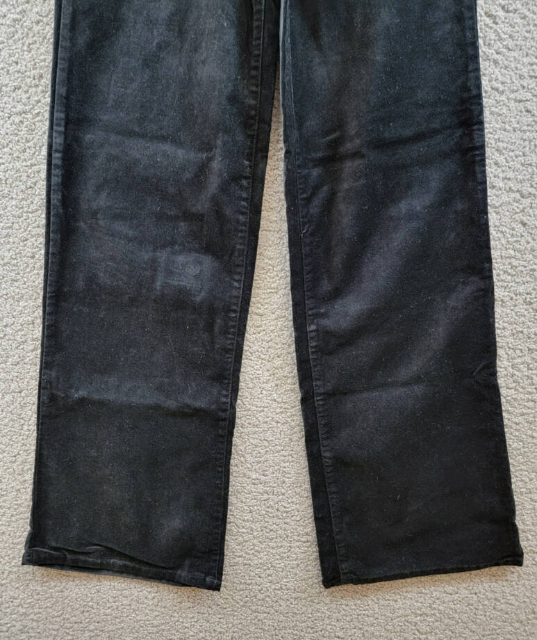 Good American Velvet Good Skate Wide Leg Jeans Women's 00/24 Black Button Zip