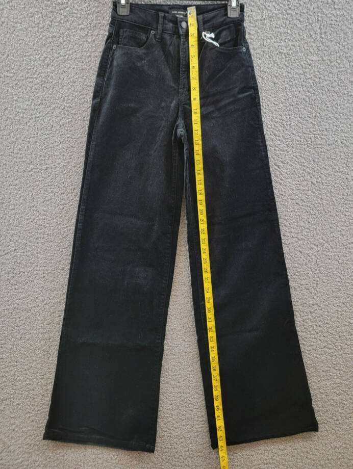 Good American Velvet Good Skate Wide Leg Jeans Women's 00/24 Black Button Zip