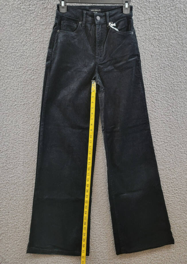 Good American Velvet Good Skate Wide Leg Jeans Women's 00/24 Black Button Zip