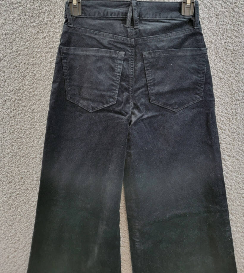Good American Velvet Good Skate Wide Leg Jeans Women's 00/24 Black Button Zip