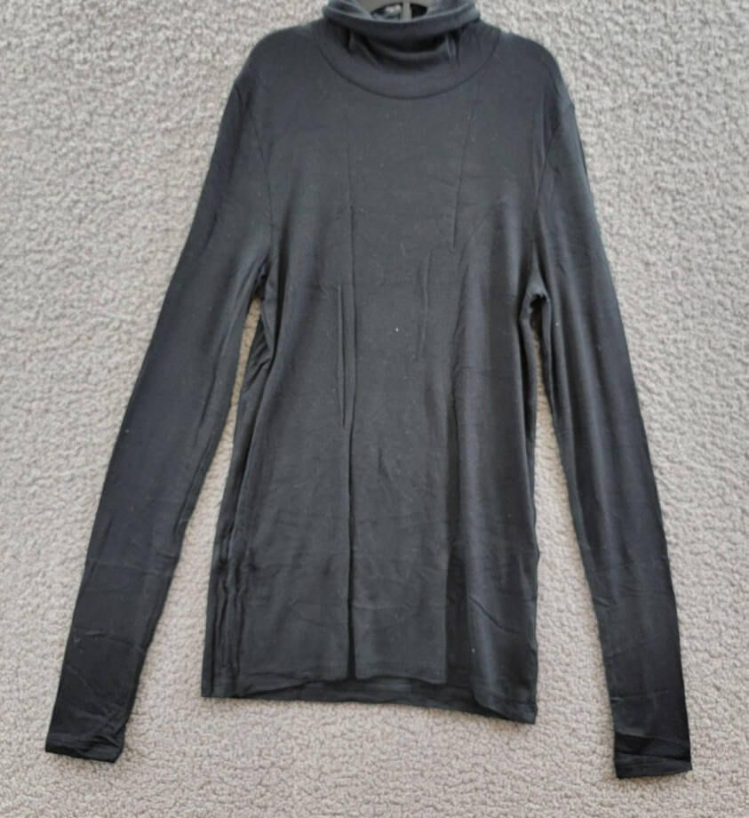 ATM Anthony Thomas Melillo Ribbed Long Sleeve Turtleneck Top Women's S Black