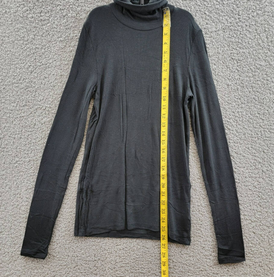 ATM Anthony Thomas Melillo Ribbed Long Sleeve Turtleneck Top Women's S Black