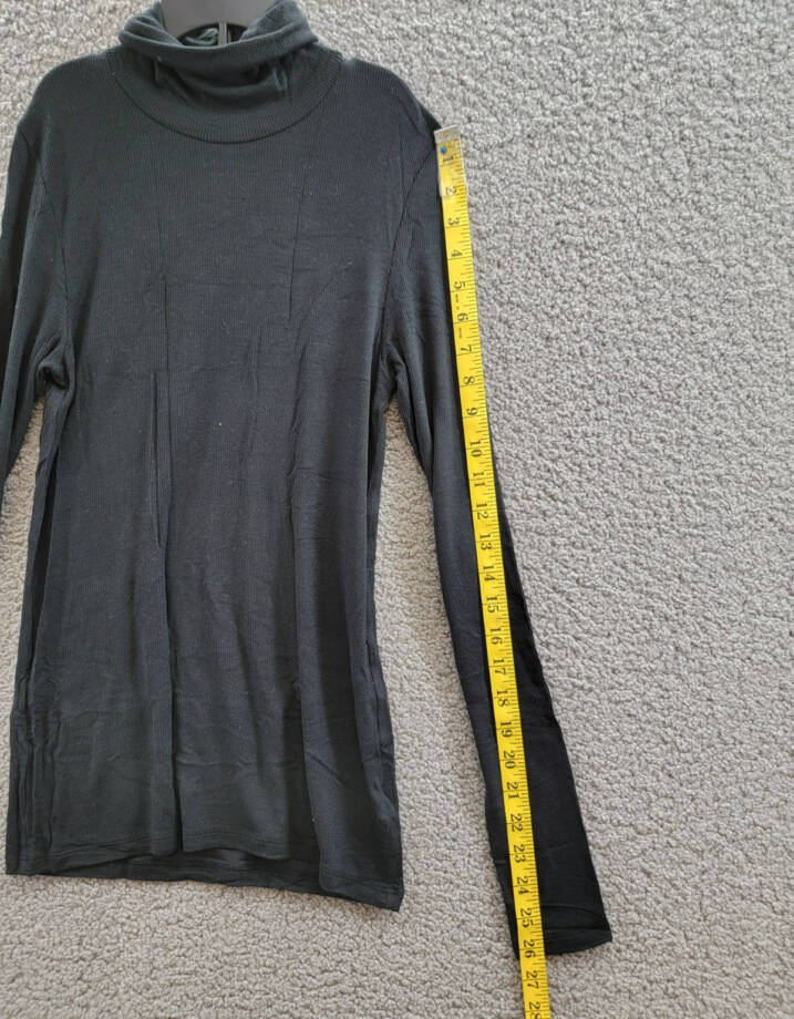 ATM Anthony Thomas Melillo Ribbed Long Sleeve Turtleneck Top Women's S Black